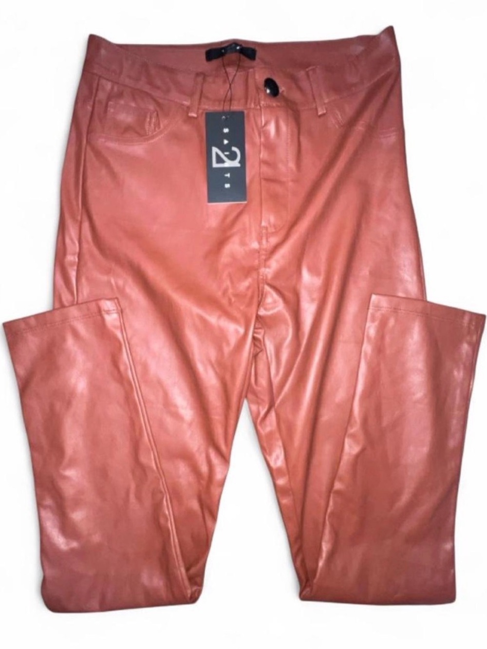 Women’s Faux Leather Pants - Rust Brown